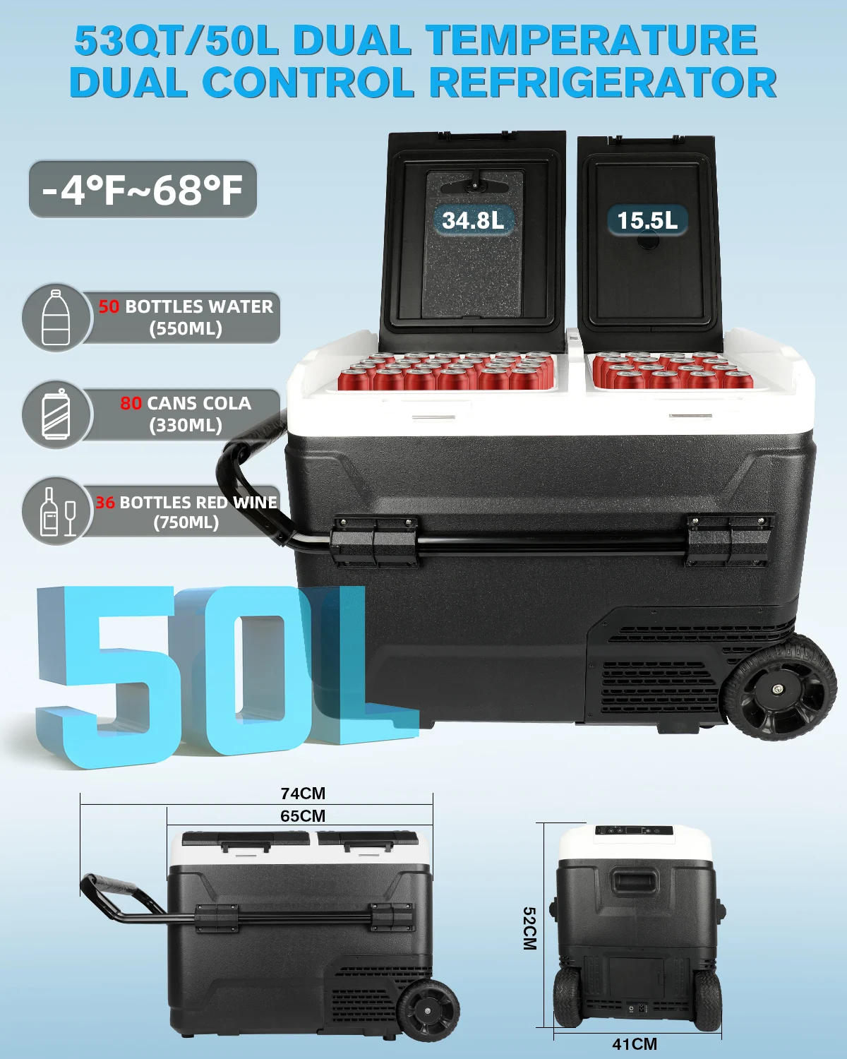 Outdoor APP Control Car Fridge Portable Refrigerator 50L Car Fridge Portable Refrigerator