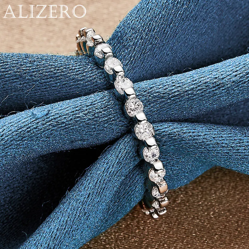 ALIZERO 925 Sterling Silver Ring Full Zirconia Ring For Women Wedding Band Engagement Gifts Fashion Party Charm Jewelry