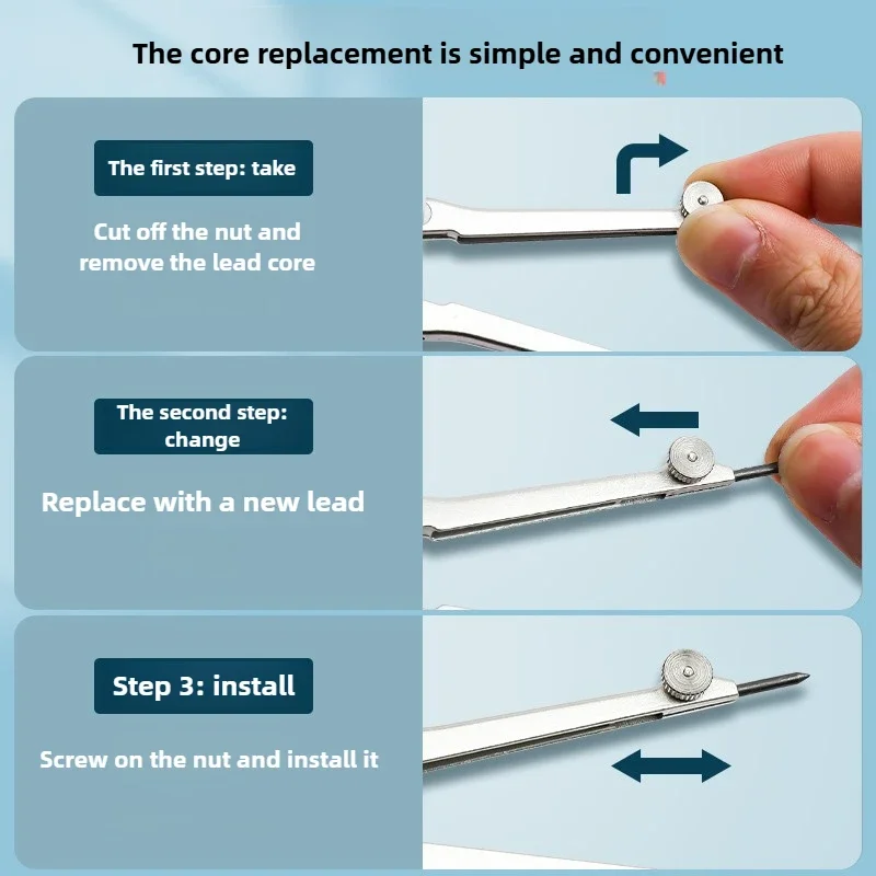 M&G Center Wheel Lock Distance Metal Compass Set Professionele tekening Student Wiskunde Geometrie Kompas Tekenset