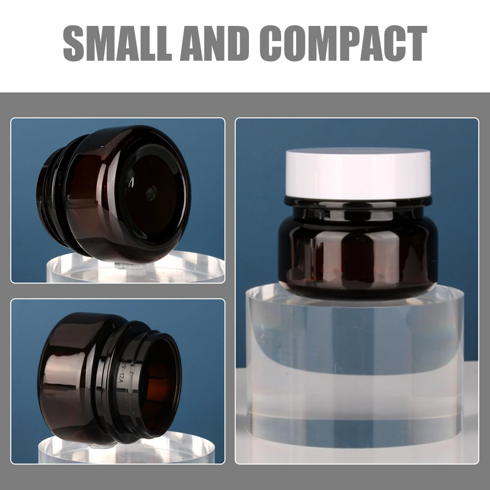

16 Pcs 50g Brown PET Eye Cream Bottles Thick Wall Reusable Travel Jars for Lotions Creams Skincare No Leakage Airtight Portable