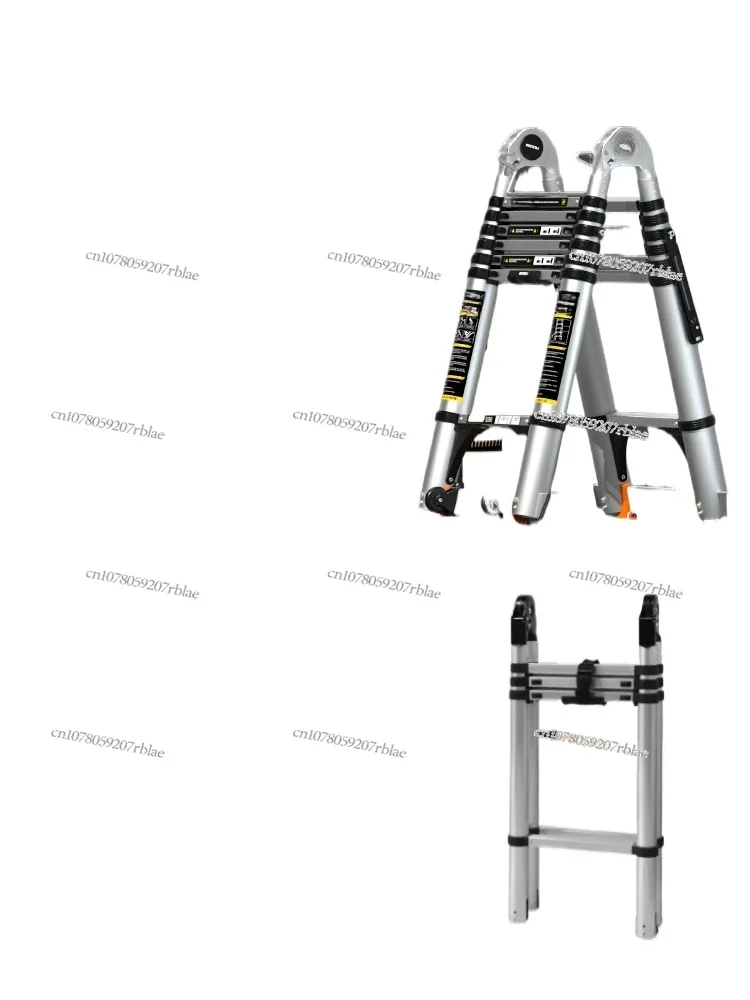 Herringbone telescopic ladder, aluminum alloy thickened engineering folding ladder, household multi-functional portable lifting