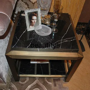 

Marble coffee table post-leather modern leisure square table pd109