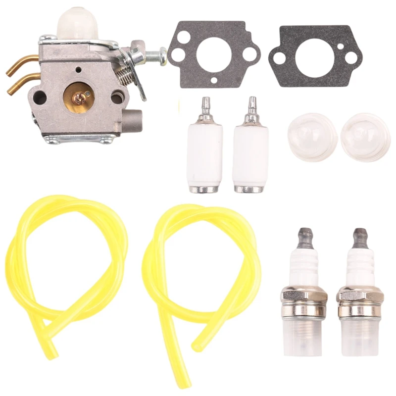 C1UH142 Carburetor With Fuel Line Tune Up Kit For Homelite UT-085801 UT-21947 Craftsman 26CC Edger String Trimmer Blower