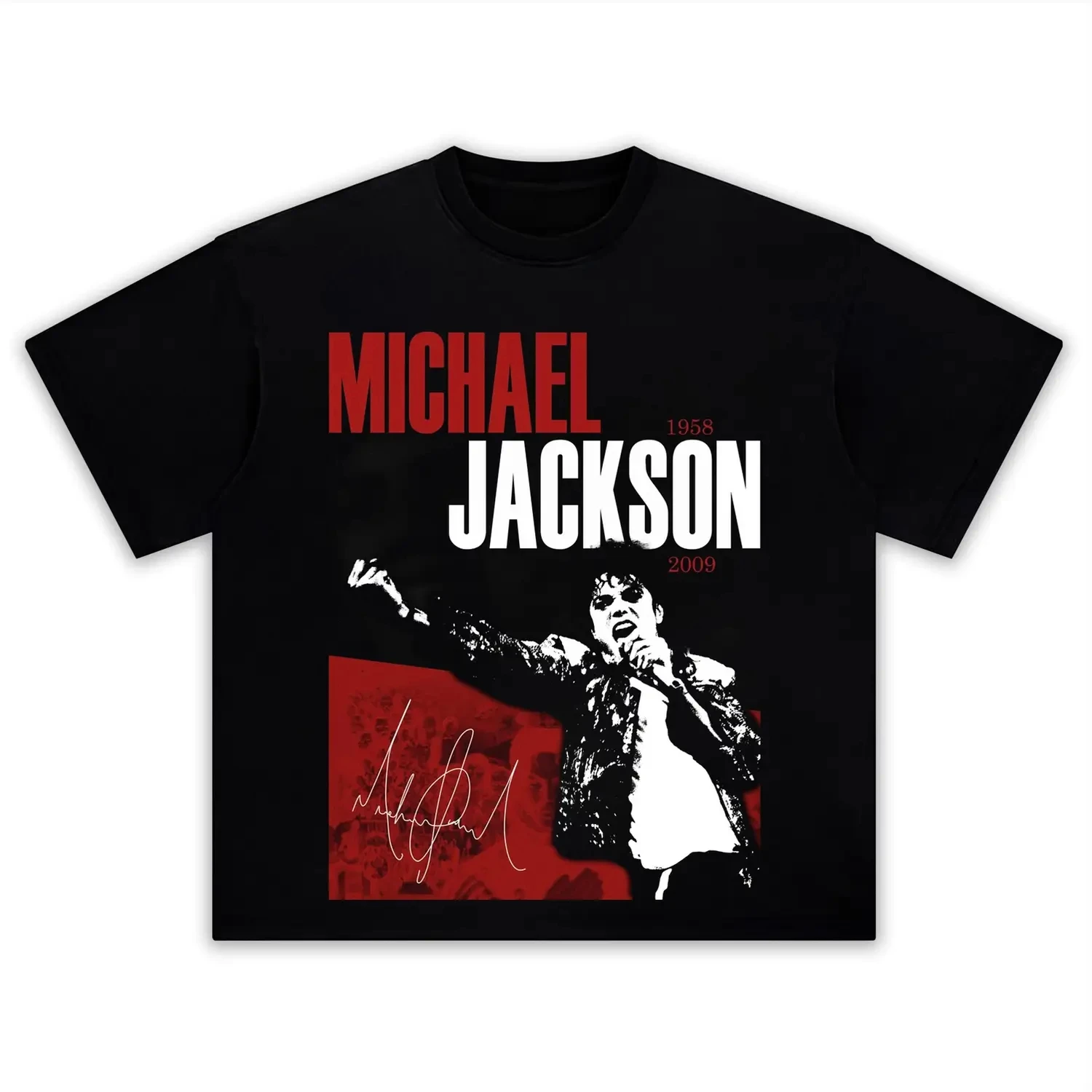 MJ Michael Jackson Portrait Graphic Retro Hip Hop Loose Tee Men Women Adults Children Boy Gril Kids Parent Child Cotton T shirt