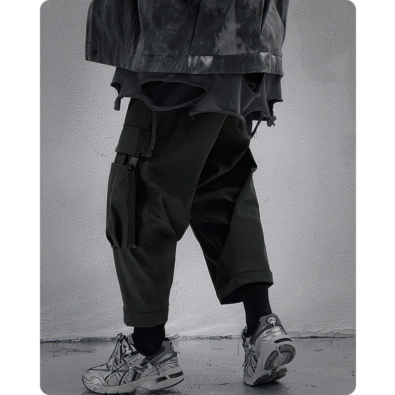 Unisex HipHop Tactical Cargo Pant Functional Ankle-Length Pant Joggers Trousers Elastic Waist Streetwear Men's Clothing Harajuku