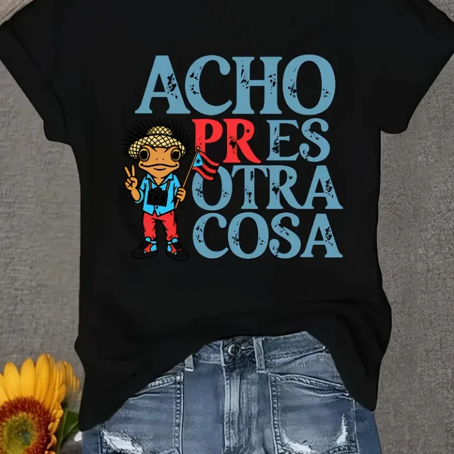 【Nuevo estilo】Creo que es algo diferente: Ropa de mujer de manga corta con estampados divertidos de dibujos animados, cuello redondo informal