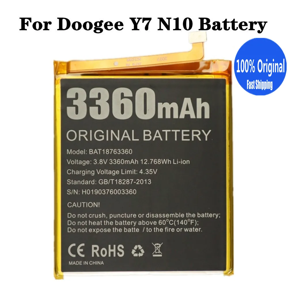 

BAT18763360 Original Battery For DOOGEE Y7 N10 Phone Replacement Batteries Batterie 3360mAh