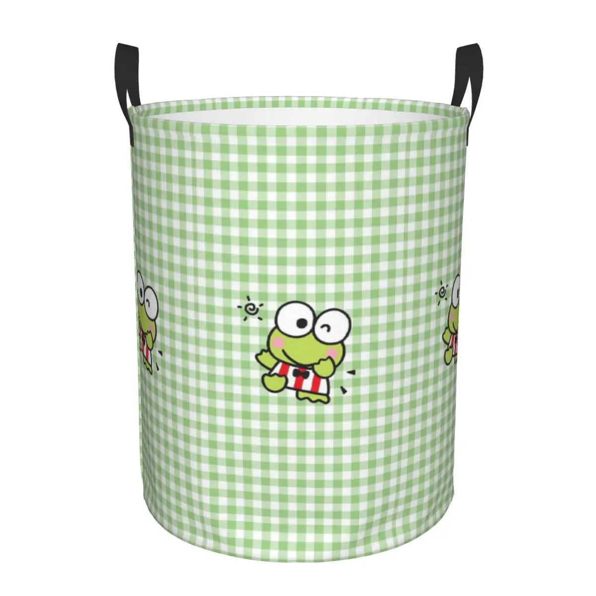 Custom Keroppi Laundry Basket Foldable Manga Anime Clothes Hamper for Nursery Kids Toys Storage Bin