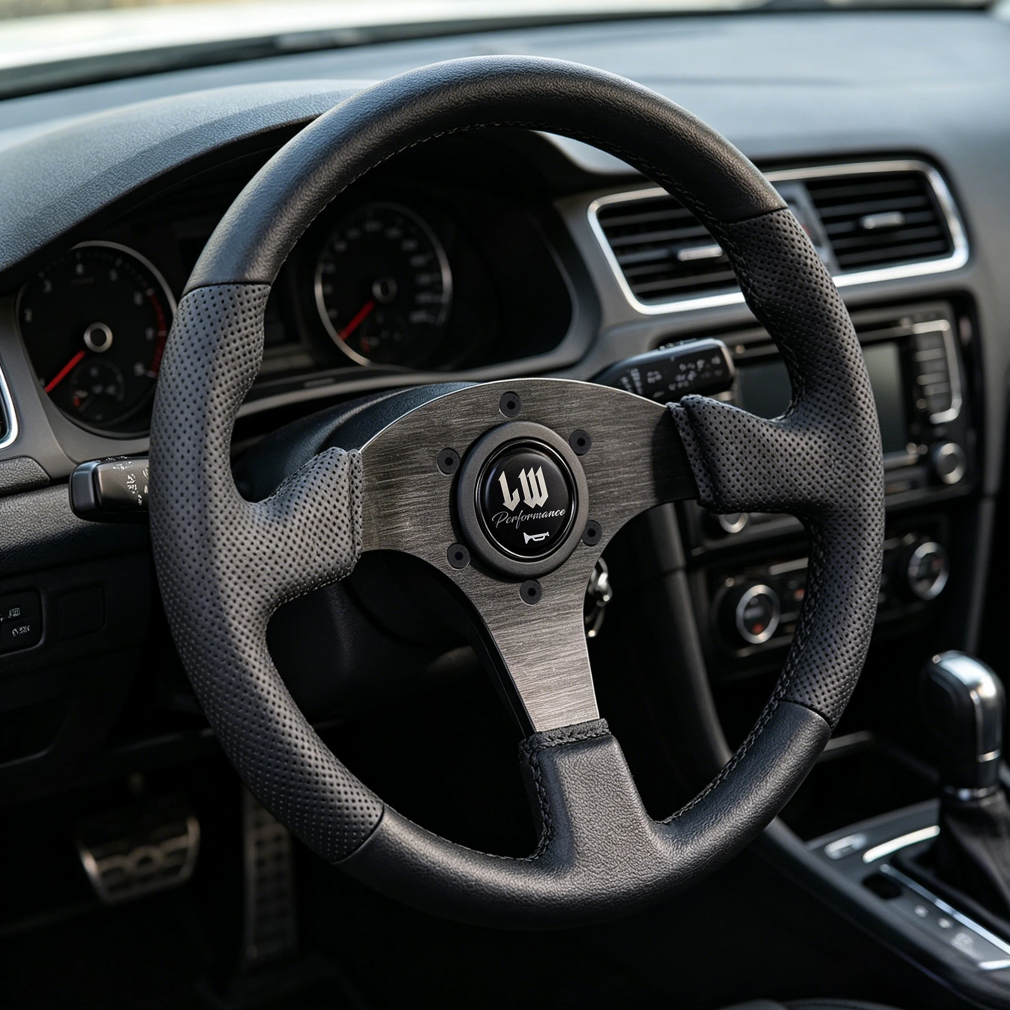 LW Sport Steering Wheel 350mm 14inch 6x70mm Bolt Pattern Wrapped with Leather
