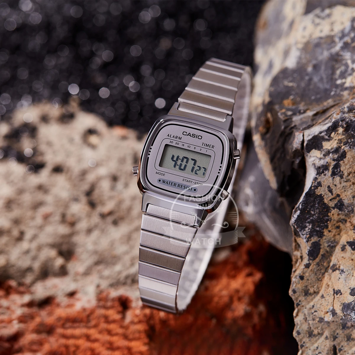 Часы Casio, серебряные женские часы, комплект брендовых роскошных водонепроницаемых цифровых спортивных женских часов relogio LA670WA-7D/1D