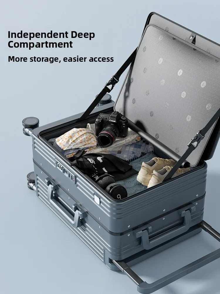 حقيبة سفر متينة بفتحة جانبية 20 بوصة مع عجلات وقفل رقمي، وحقيبة سفر 24 بوصة متينة قابلة للسحب للرجال والنساء