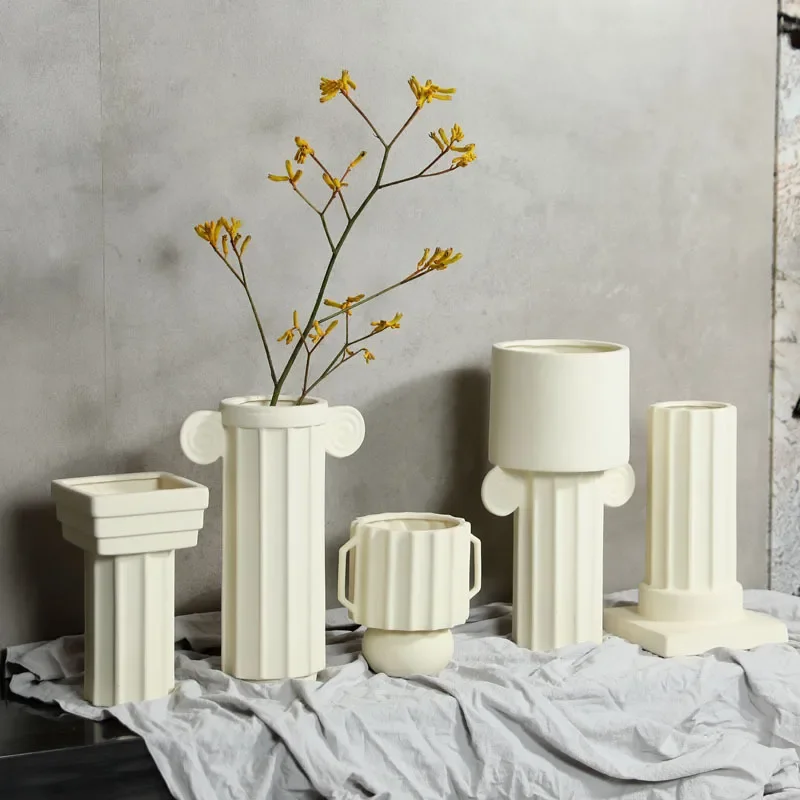 Wabi Sand Wind Matte Large Ceramic Vase Creative Soft Decoration Simple Dried Flower Arrangement Desktop Ornament Wholesale