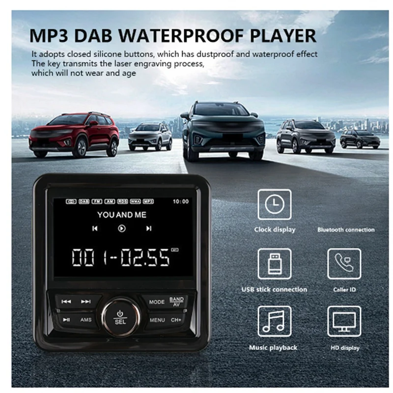 Marine Radio FM AM MP3 Media Player Boat Stereo Waterproof Bluetooth USB AUX Receiver For UTV ATV SPA RZR Easy To Use