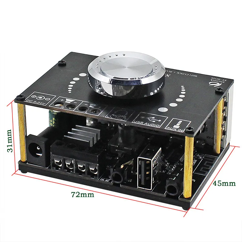 Multifunctional stereo Bluetooth digital power amplifier board 2 * 50W high power, with WIFI timing clock, support U disk