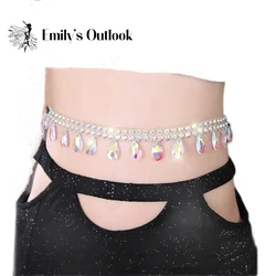 Ceinture de Taille avec Strass Brillants pour Femme et Fille, Bikini Réglable, Kle Belly Dance, Accessoires de Bijoux de Corps