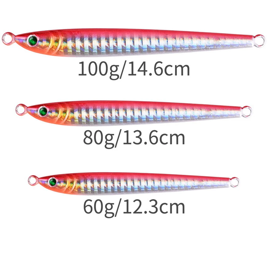 1szt Wolniejsza długa metalowa przynęta wędkarska z haczykiem Wolno obsadzana łyżka jigowa 60G 80G 100G Sztuczna metalowa przynęta na brzegi Sea Tackle — zdjęcie 4
