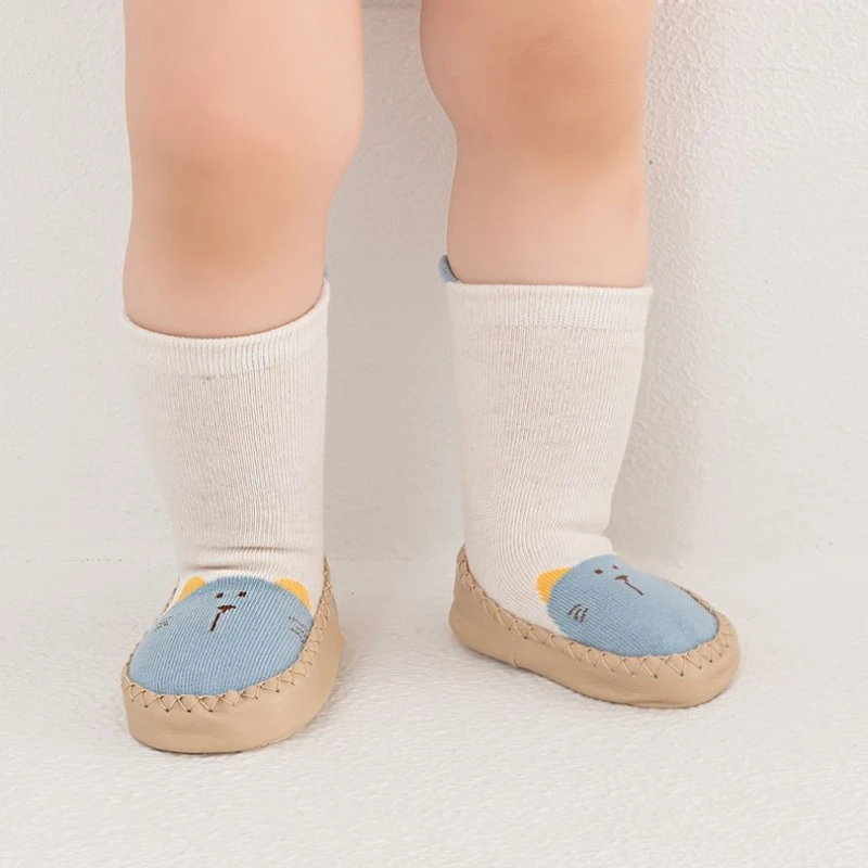 Baby Walking Shoes Non Slip Soft Sole Mid Calf Socks Shoes for Infants 6-12 Months Indoor Wear​