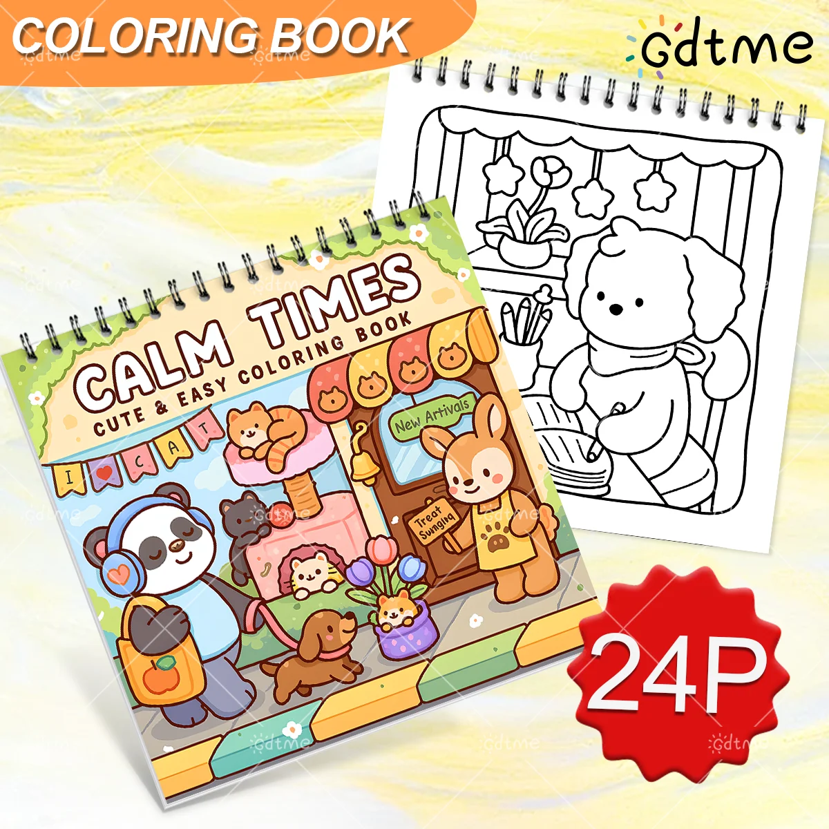 CALM TIMES Coloring Book for Adult Featuring Spiral Binding 24 Pages for Relaxation Educational DIY Painting Drawing Book