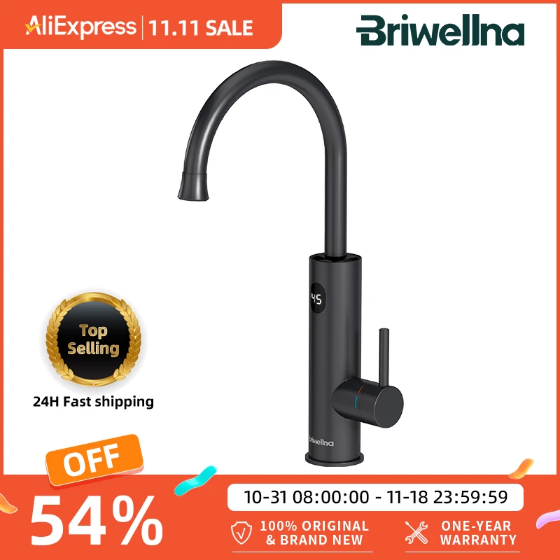 Briwellna Electric Water Heater 220V 2 in 1 Kitchen Faucet Tankless Water Heater Tap Flowing Electric Faucet Shower Geyser