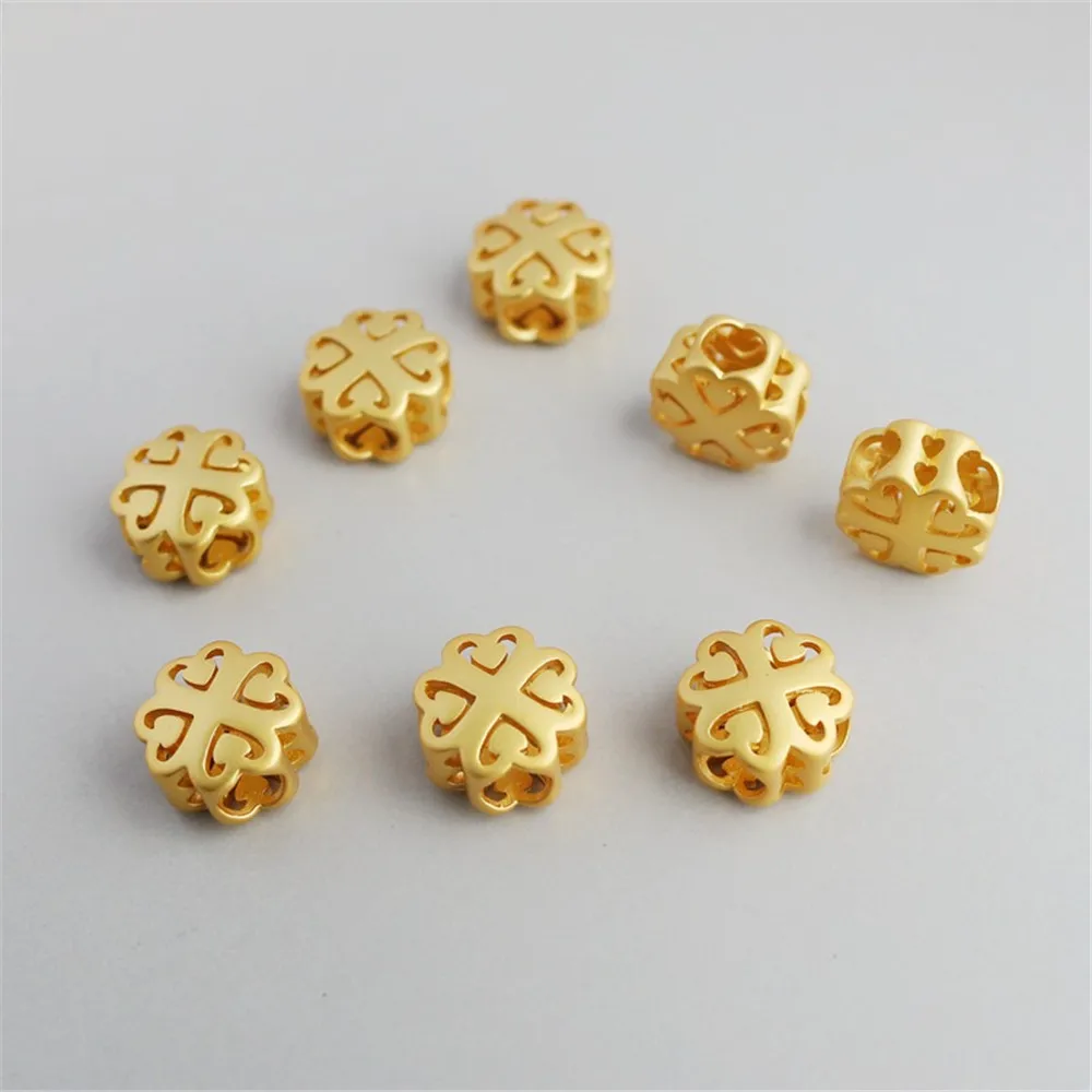 

1pcs 18K Gold-Plated Matte Chinese Knot Hollow Sand Gold Placer, Through Hole Bracelet, Lucky DIY Jewelry Accessories