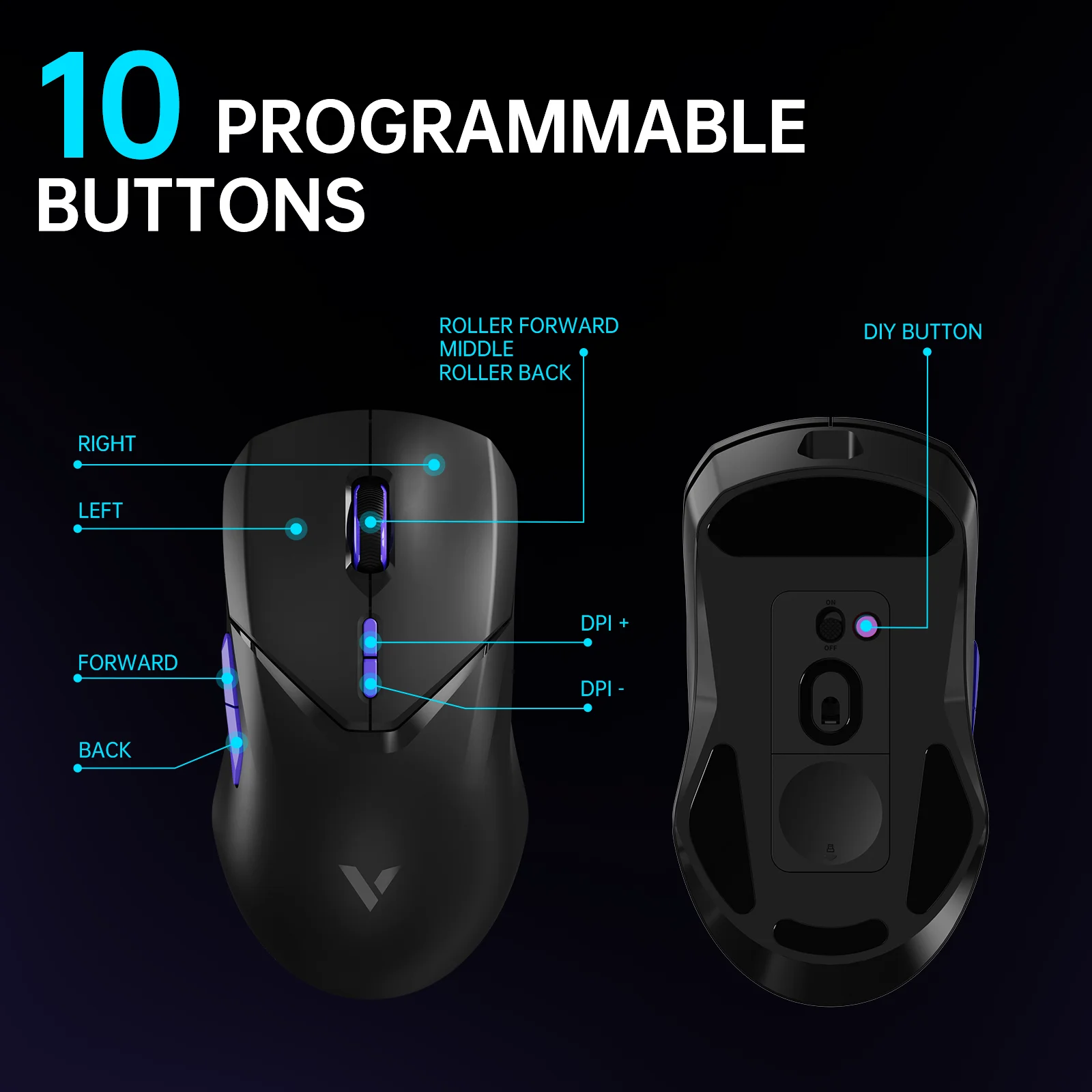 Rapoo-Souris de jeu sans fil, VT9PRO, VT9Air, 4K, Smile Light, 26000 ug I, 4KHz, PER ing Rate, 0.25ms, Temps de réponse, 180H BatteryLife, PAW3398