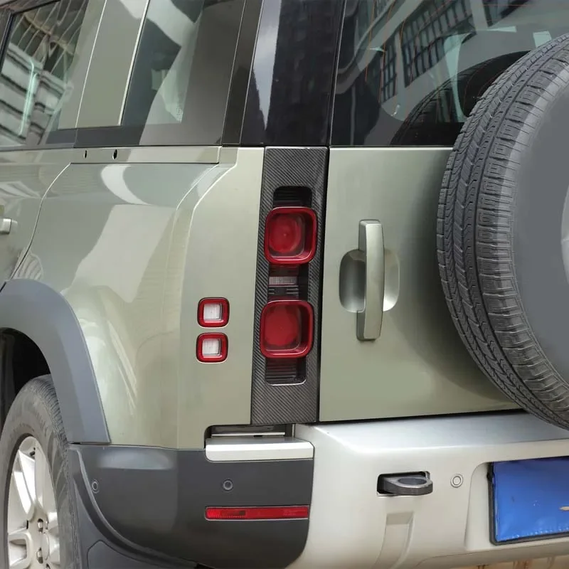 For Land Rover Defender90 110 130 Real carbon fiber Car rear taillight decorative panel frame Protective stickers 2020 2021 2023
