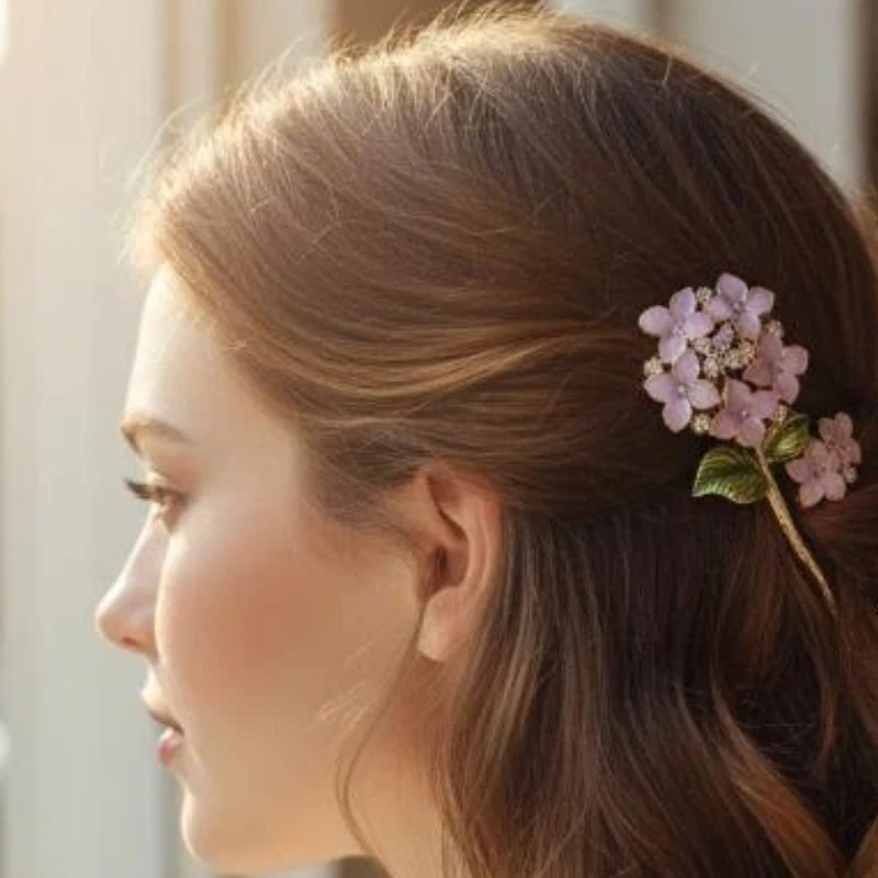 Romantic Wisteria Flower Hairpin - Elegant Bobby Pin & Side Clip for Women, Floral Hair Accessories for Wedding & Daily Wear