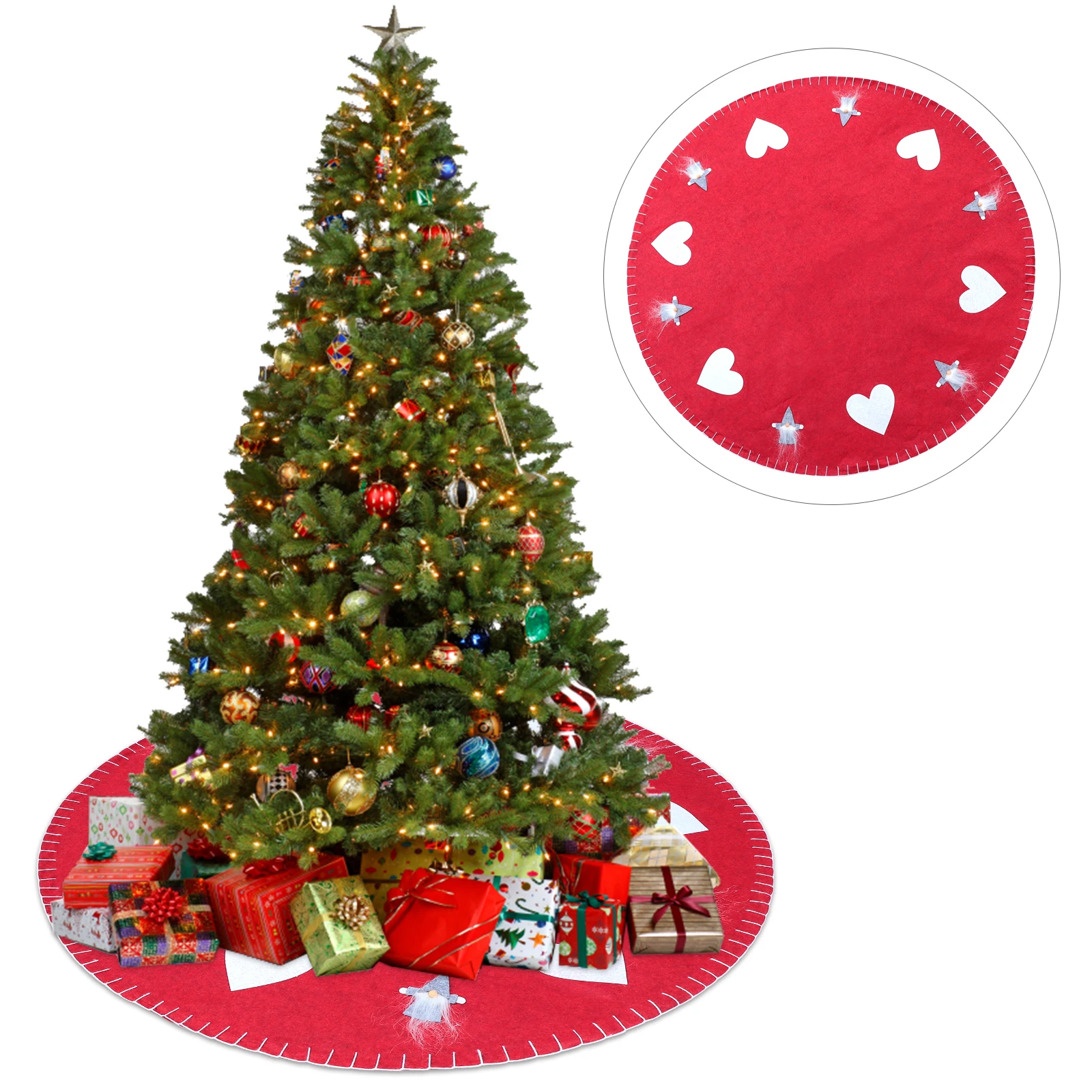 

1pc Xmas Tree Skirt Christmas Decoration Props Reusable Holiday Dress For Indoor Outdoor Party Supplies Festival Bright