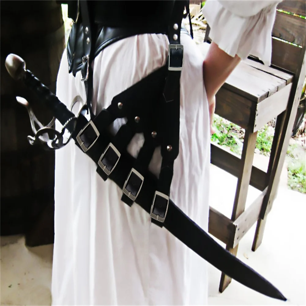 حزام سيف عتيق من القرون الوسطى للرجال والنساء ، إكسسوارات تأثيري ، حامل سيف ، غمد ، حزام خصر فايكنغ نايت ، جلد صناعي