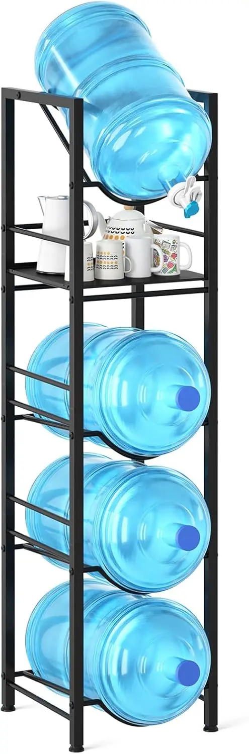 

2-in-1 5 Gallon Water Jug Holder with Dispenser, 5-Tier Storage Rack for Kitchen, Office, Garage