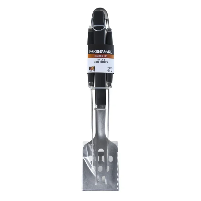 المهنية 3 قطعة أداة شواء مجموعة الفولاذ المقاوم للصدأ تيرنر ملقط اللحوم شوكة المطبخ شواء اكسسوارات غسالة صحون آمنة