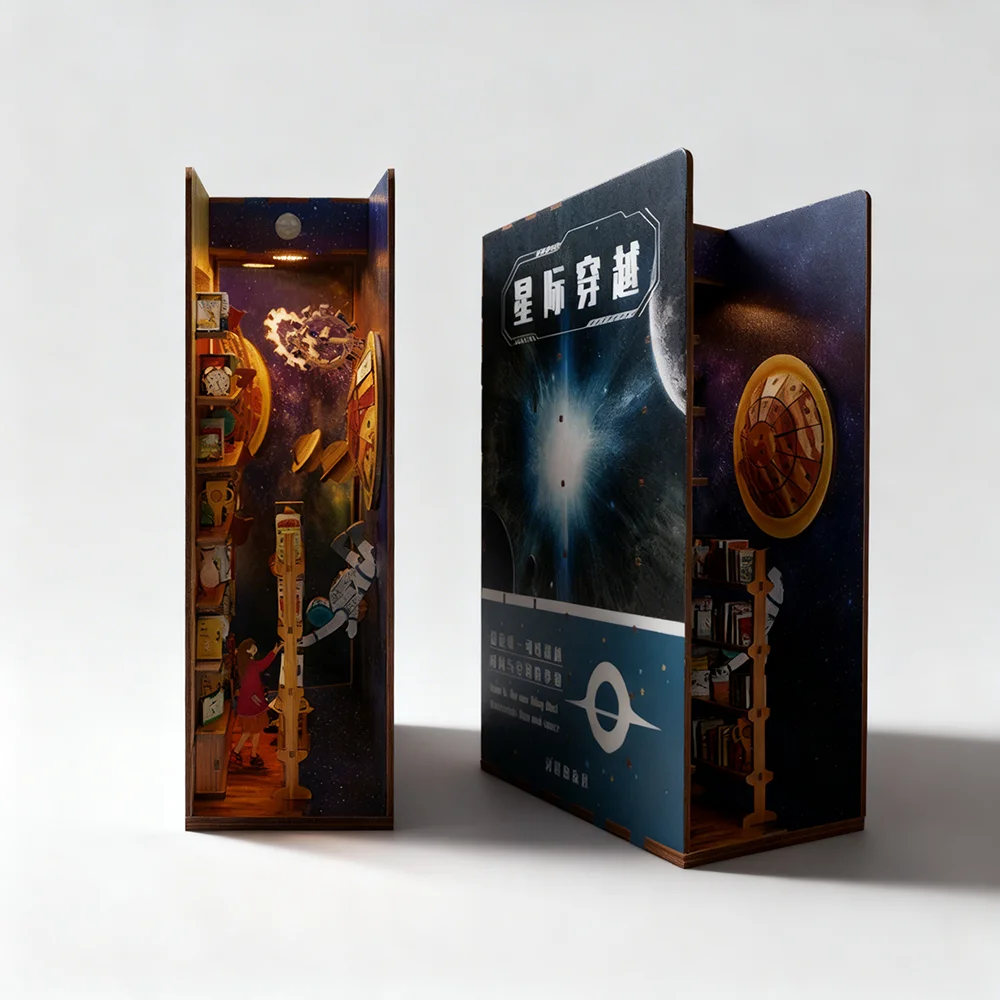 Space Explorer 3D Puzzle DIY Miniature Model Kit w/ LED Light  Adult Decompression Toy Sci-Fi Bookshelf Building Set  Home Decor