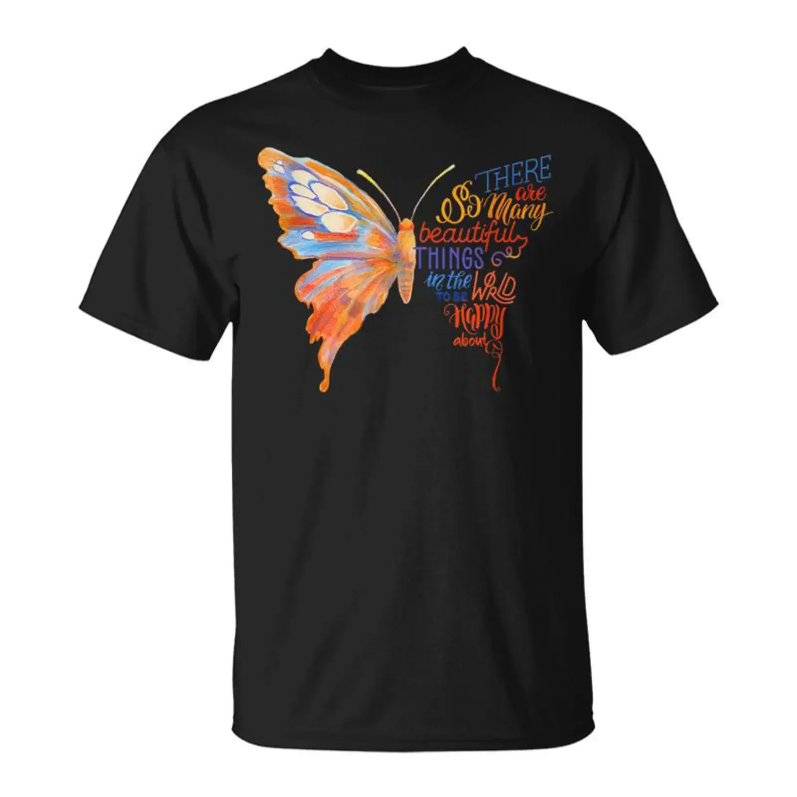 Papillon Be Happy Message Positif Pour Et Enfant T Shirt Cadeauxyz vintage Washed Slightly homme fashion Stylish