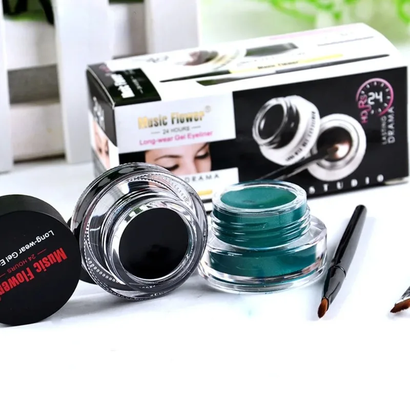 

2 In 1 Brown + Black Eyeliner Gel Make Up Water-proof Eye Liner Kit Eye Makeup Tool With Brush 24H Long Lasting