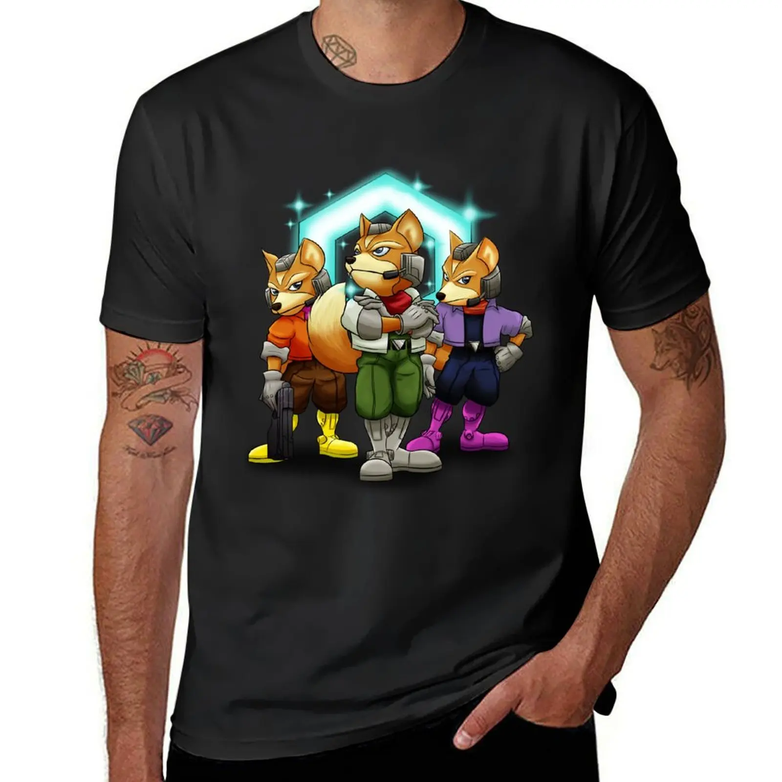 Fox Victory Pose T-Shirt funnys vintage clothes Men's cotton t-shirt