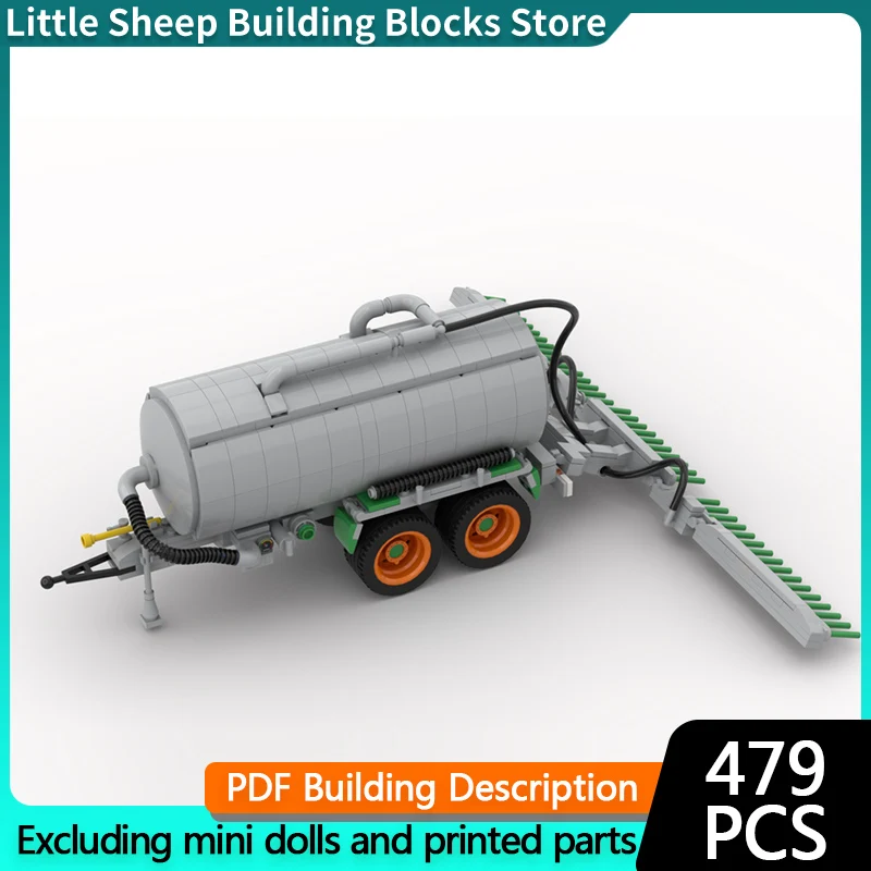 City Car Model MOC Building Bricks Farm Slurry Tank Trailer Modular Technology Gifts Holiday Assemble Toys Suit Display
