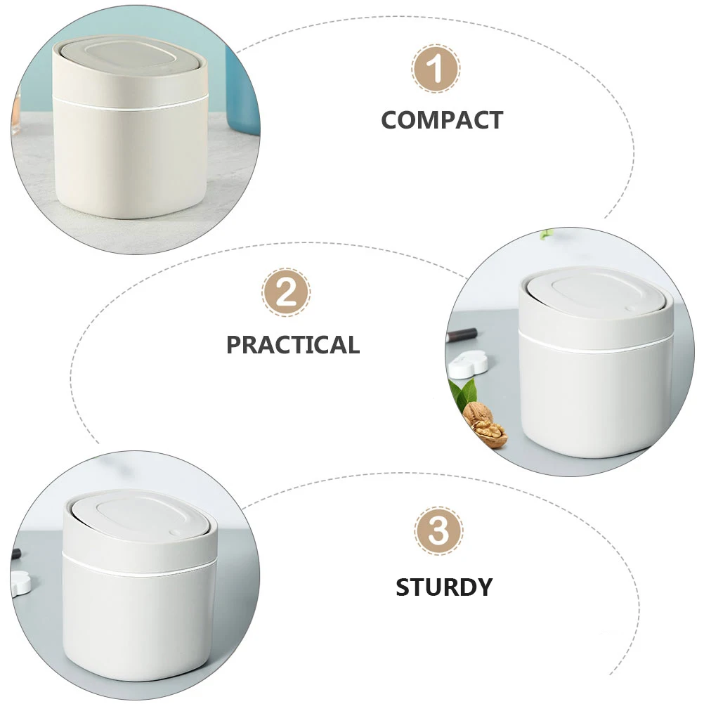 

Light Grey Desktop Wastebasket Sturdy Compact Home Rubbish Can Creative Household Decor Easy to Use Simple Design