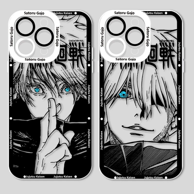 Anime Jujutsu Kaisen Gojo For Apple iPhone 15 14 13 12 11 XS XR X Pro MAX 8 7 Plus SE Angel Eyes Transparent Phone Case