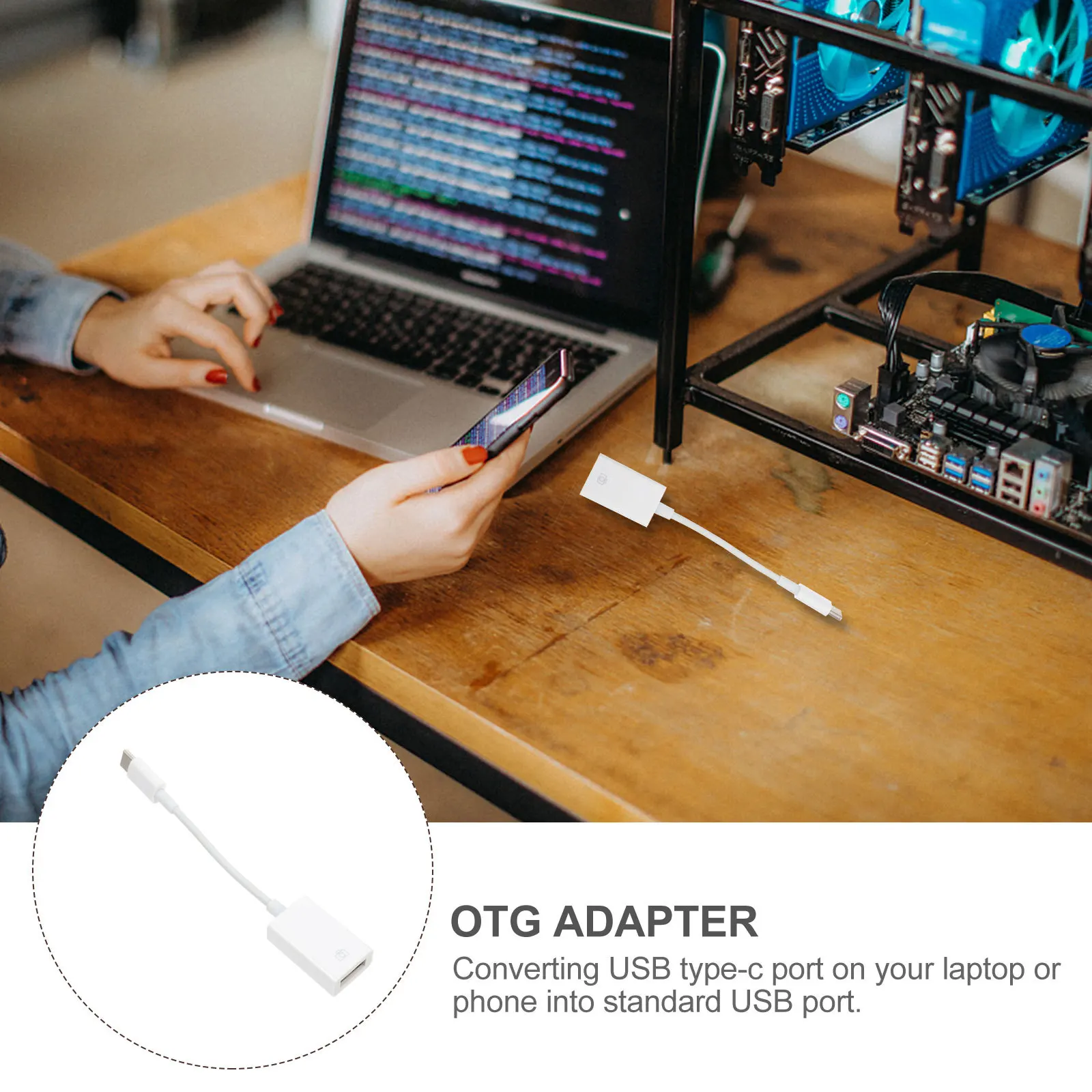 

2Pcs USB-C to USB Adapter Reliable Durable Converter for Laptop Phone Otg Flash Drive Mouse Accessories USB-C to USB Adapter