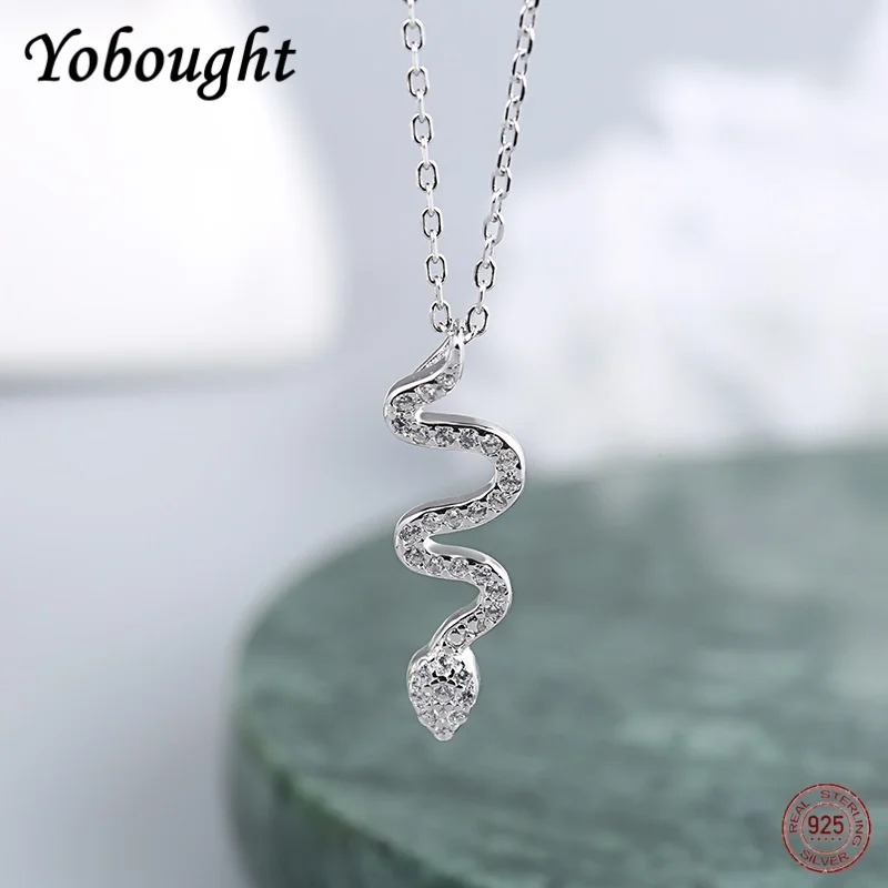 جديد S25 الفضة النقية الزركون الأفعى قلادة قلادة مع سلسلة الترقوة مزاجه الأوروبية والأمريكية للنساء #1