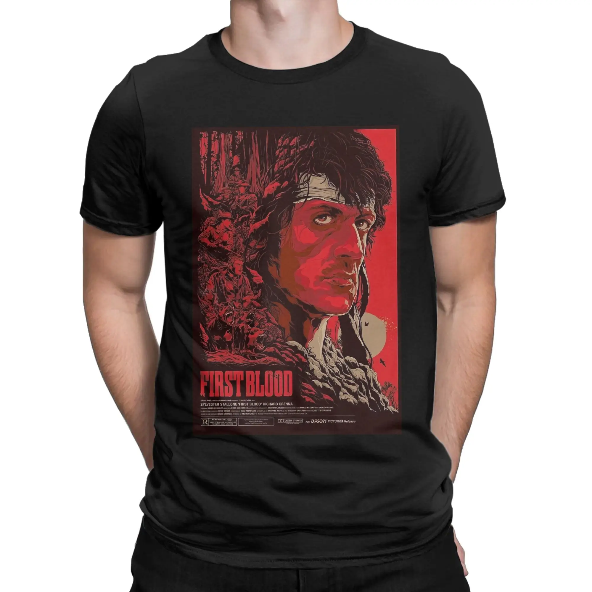 Men John Rambo Movie T-Shirts  100 Cotton Tees Summer Funny Short-Sleeve T-Shirt O Neck Harajuku Custom DIY Tee Shirt
