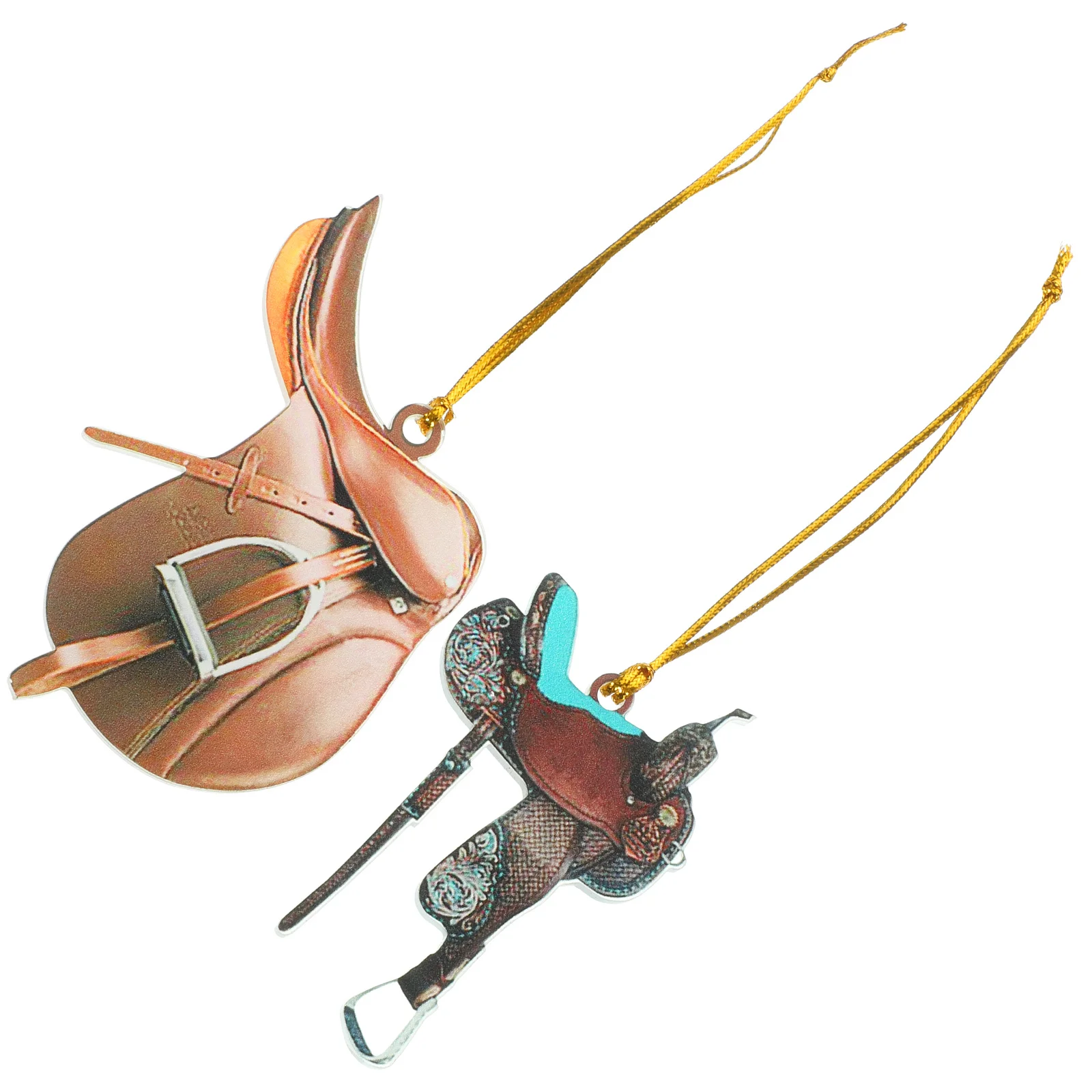 

2pcs Horse Saddle Pendant Western Style Car Hanging Ornament For Rearview Mirror Auto Interior Decoration Car Accessories