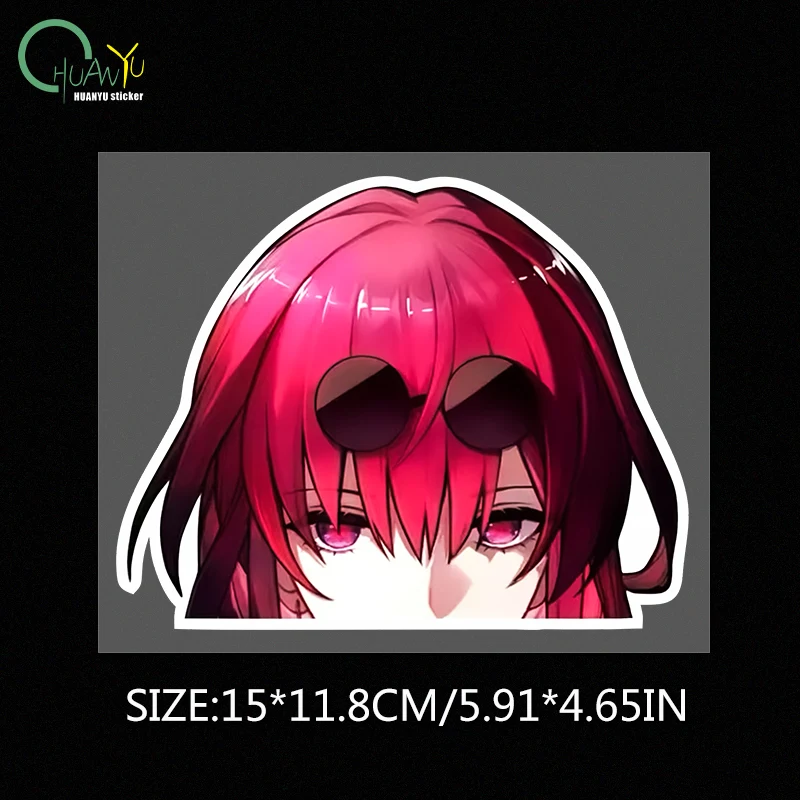 JDM Anime Girl Peeking Waterproof Reflective Vinyl Sticker, Scratch Cover Decal for Car & Electric Motorcycle