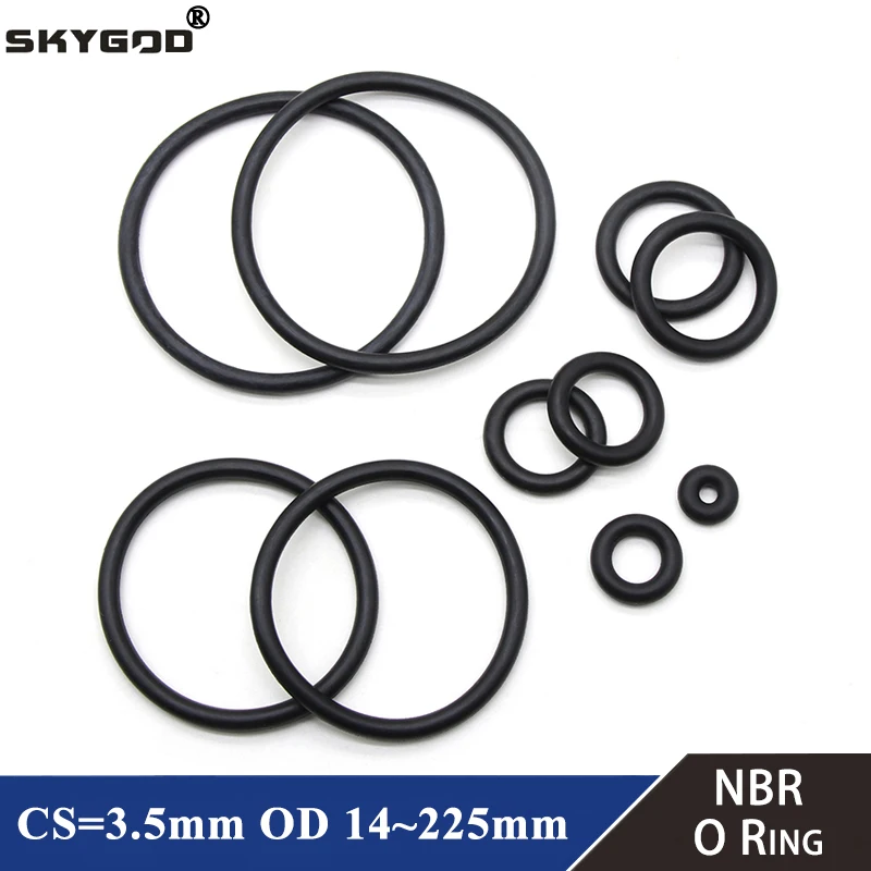 

10pcs NBR O Ring Seal Gasket Thickness CS 3.5mm OD 14~225mm Nitrile Butadiene Rubber Spacer Oil Resistance Washer Round Shape