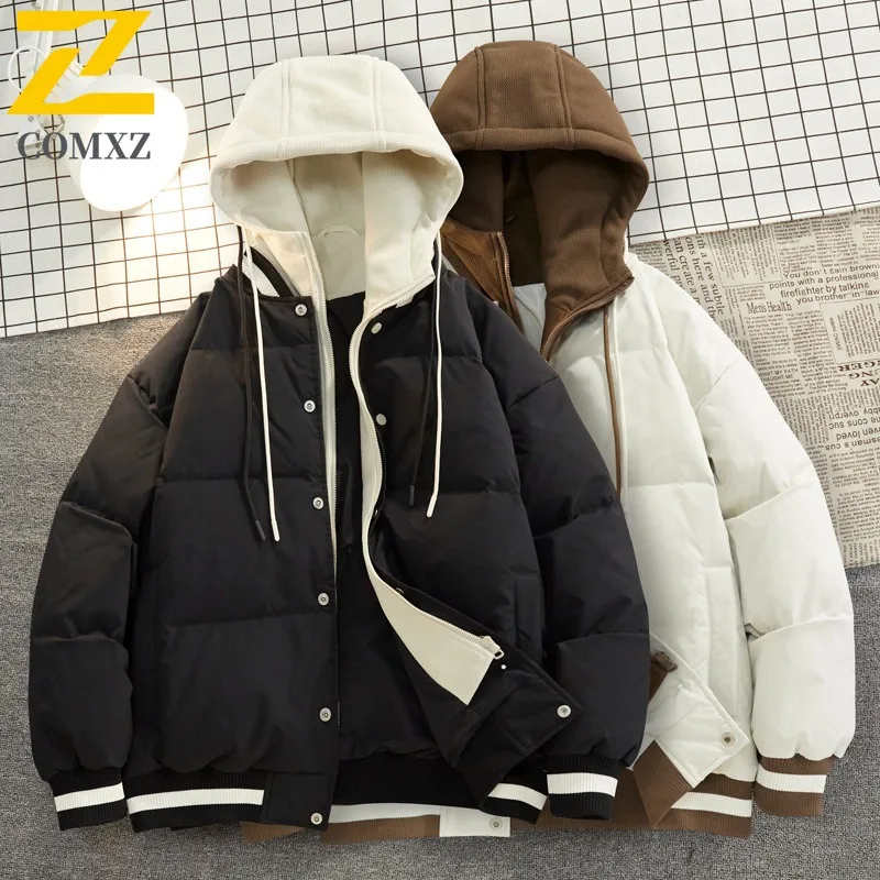 

COMXZ High Quality Winter Jacket Thickened Cold Proof Ski Padded Jacket Snow Fashion Classic Hooded Quilted Jacket Mens Clothing