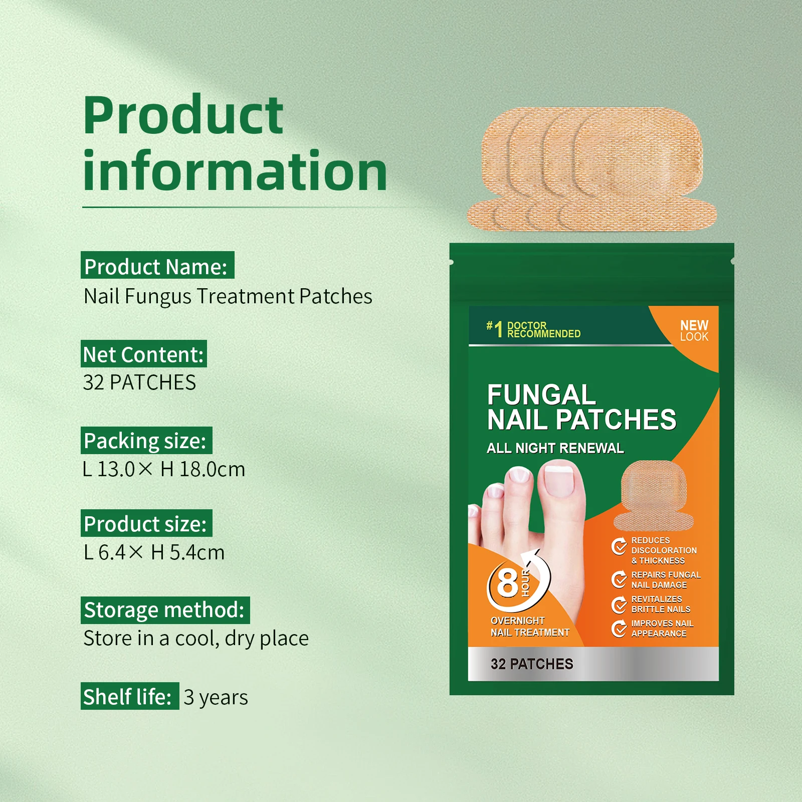 32 قطعة من رقع الأظافر لإصلاح الفطريات، إصلاح الأظافر التالفة، تحسين مظهر الأظافر، تقوية الأظافر الهشة #6