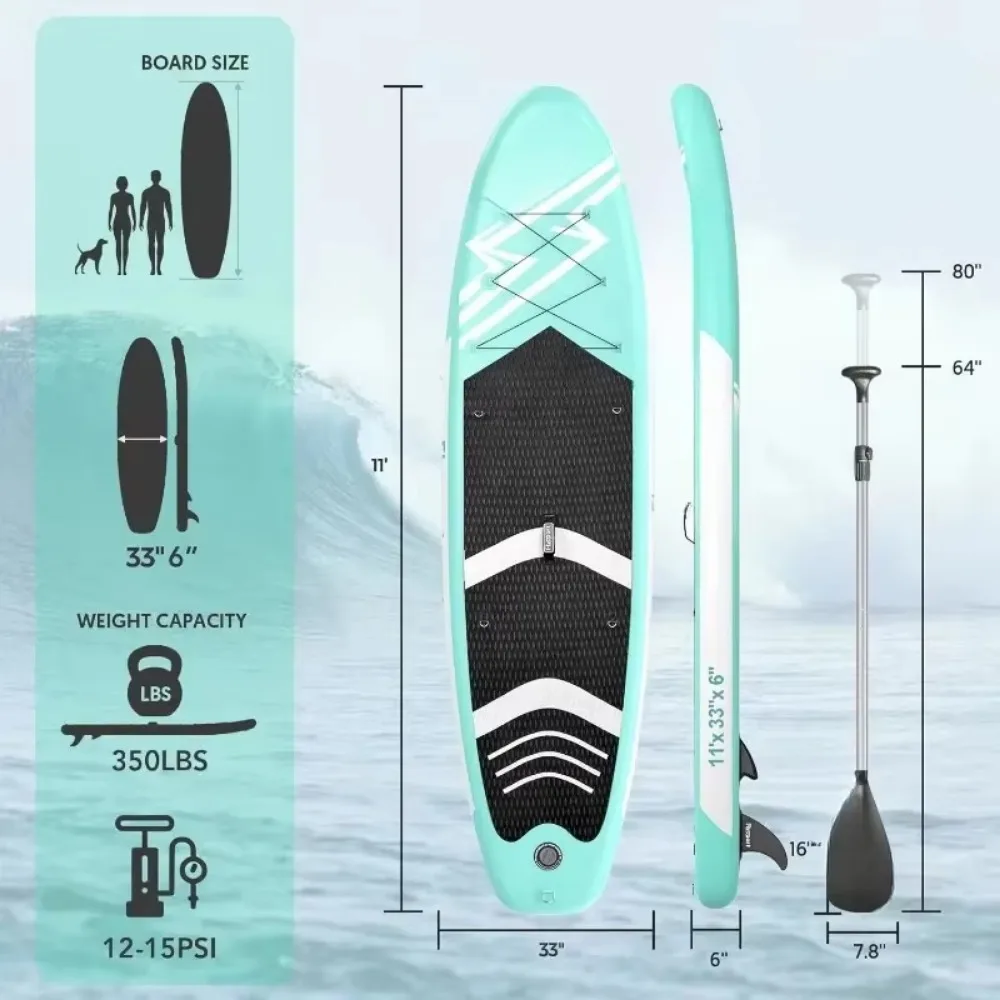 11' Premium Stand Up Paddle Board, Yoga Board with Durable SUP Accessories & Carry Bag | Wide Stance