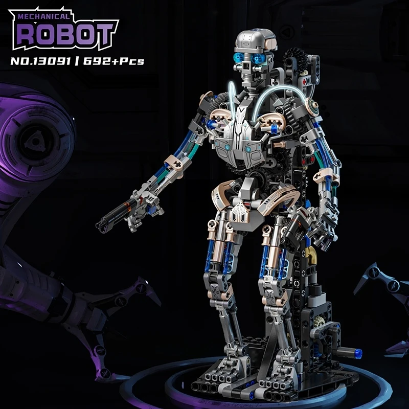 FUNXINEE 692Pcs Terminator Inspired Robot Building Set Light Kinetic Joints Dynamic Motor Module MOC Tech Model Creative Gift