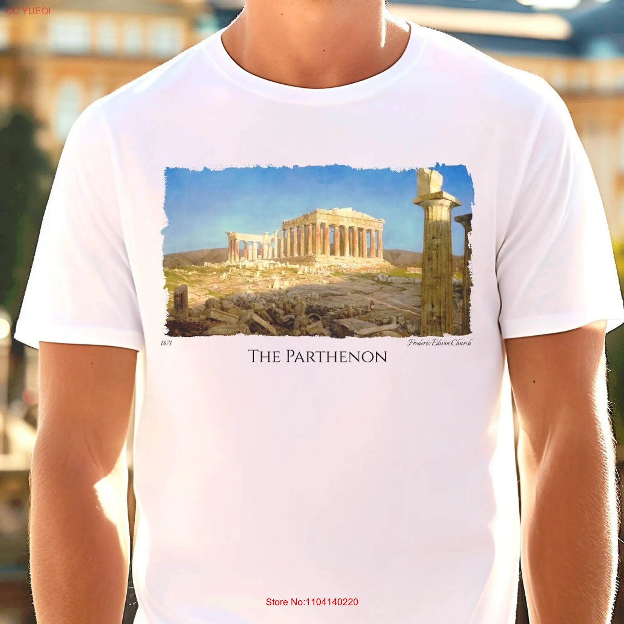 The Parthenon Fine Art Landscape T Shirt Ancient Greece Greek Ruins Classical Oil Painting Trarditional Famous Artist