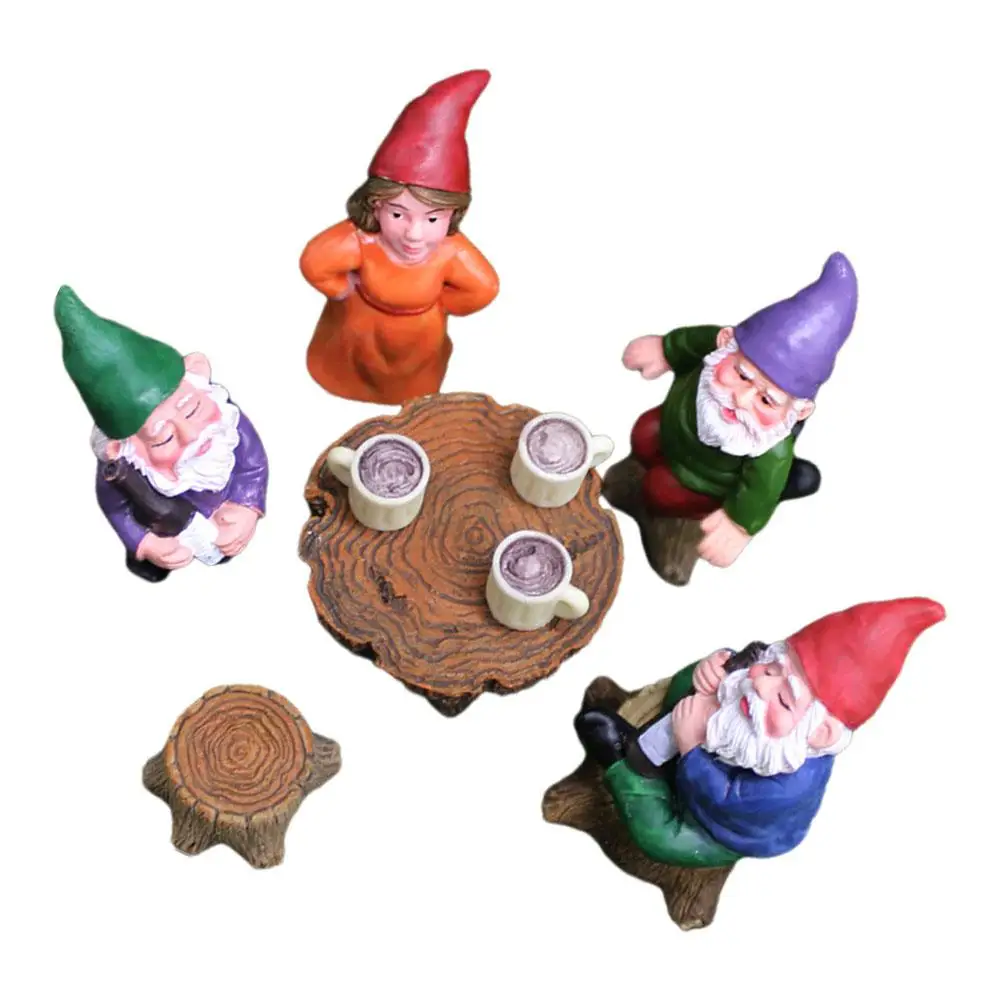 

Gnome Garden Ornaments Landscape Dwarfs Statue Decorations Happy Gnomes Camp Mini Figurines Creative Resin Design Versatile